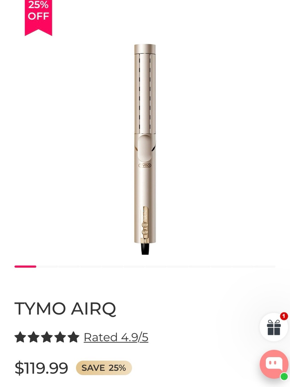 TYMO AIRQ Gold Cordless Hair Curler
